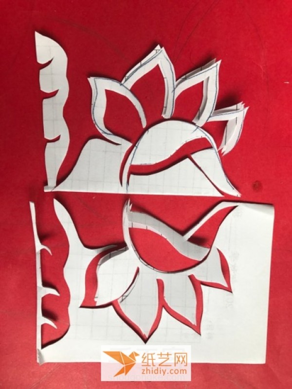 Tutorial on making traditional paper-cut lotus New Year paper-cut window flowers series