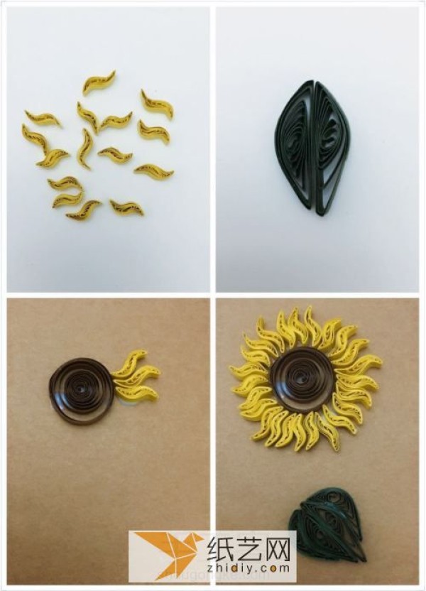 Step-by-step explanation on how to make paper sunflowers. An exquisite tutorial on paper-quilled handmade gifts.