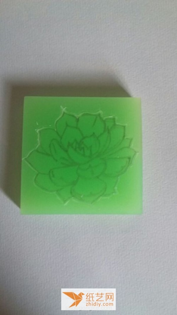 Illustrated tutorial on how to make a rubber stamp with a succulent pattern