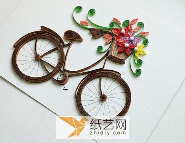 Teachers Day gift of paper-quilled bicycle decorative painting