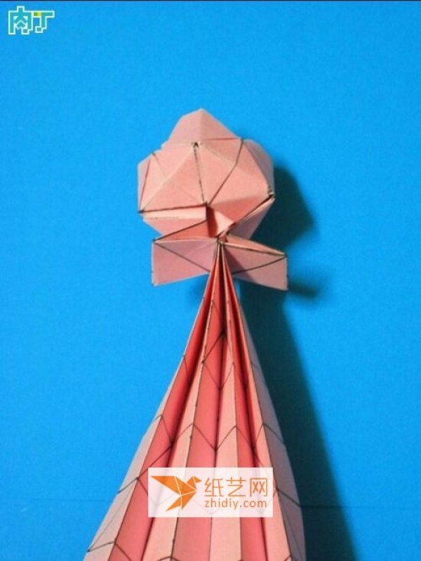 Three-dimensional origami rose + origami flower pot origami making tutorial (translated)