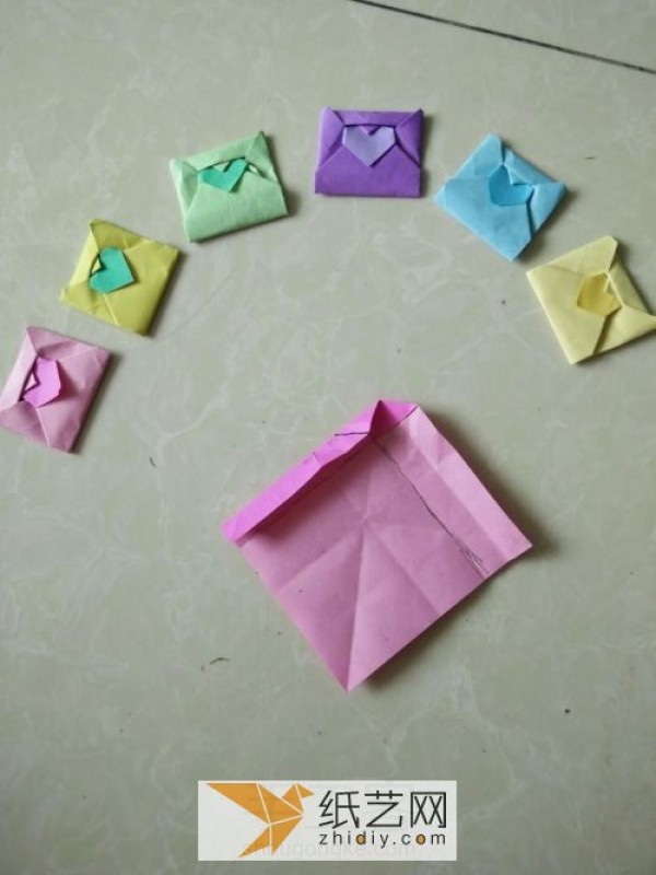 Origami heart envelope for Valentines Day cards