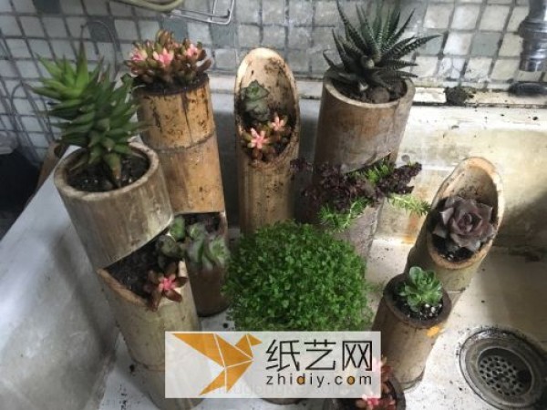 Turning Bamboo Waste into Treasure DIY Retro Succulent Flower Pot Making Tutorial