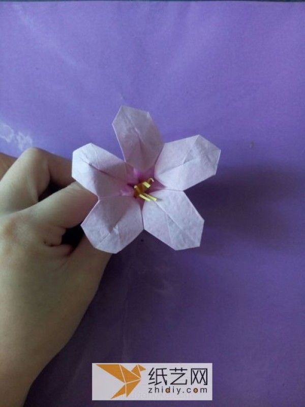 Origami azalea made from hand-kneaded paper