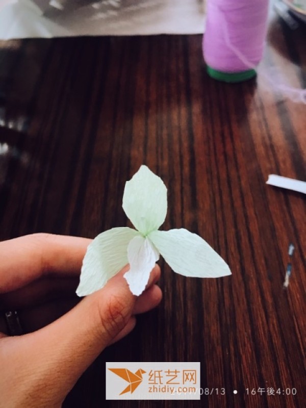 Illustrated tutorial on how to use crepe paper to make a potted paper flower orchid as a Teachers Day gift