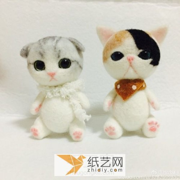 Tutorial on how to make a movable wool felt kitten New Year gift