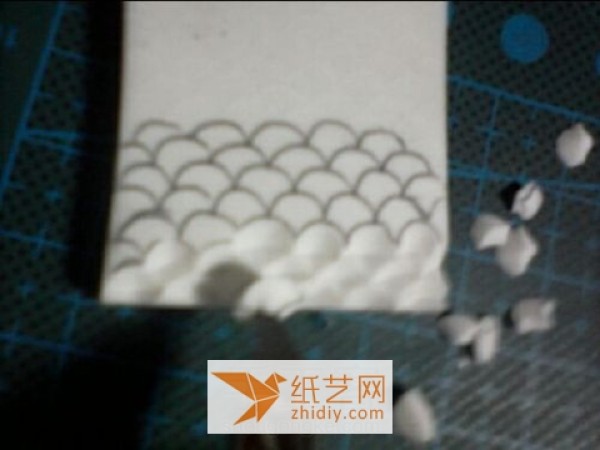 Rubber stamp introductory tutorial: making fish scales with blank space