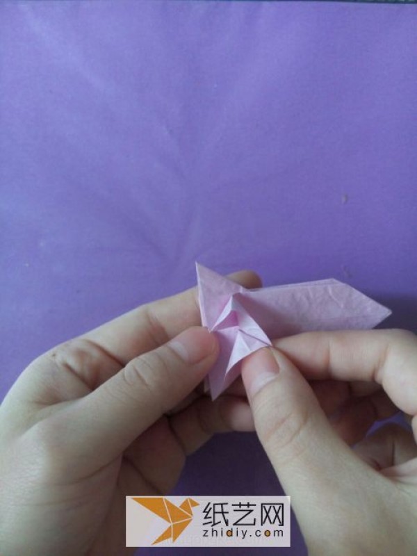 Origami azalea made from hand-kneaded paper