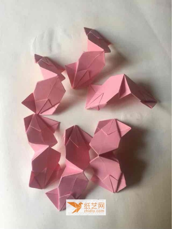 Three-dimensional origami cherry blossom origami flower tutorial