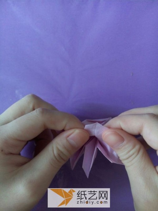 Origami azalea made from hand-kneaded paper