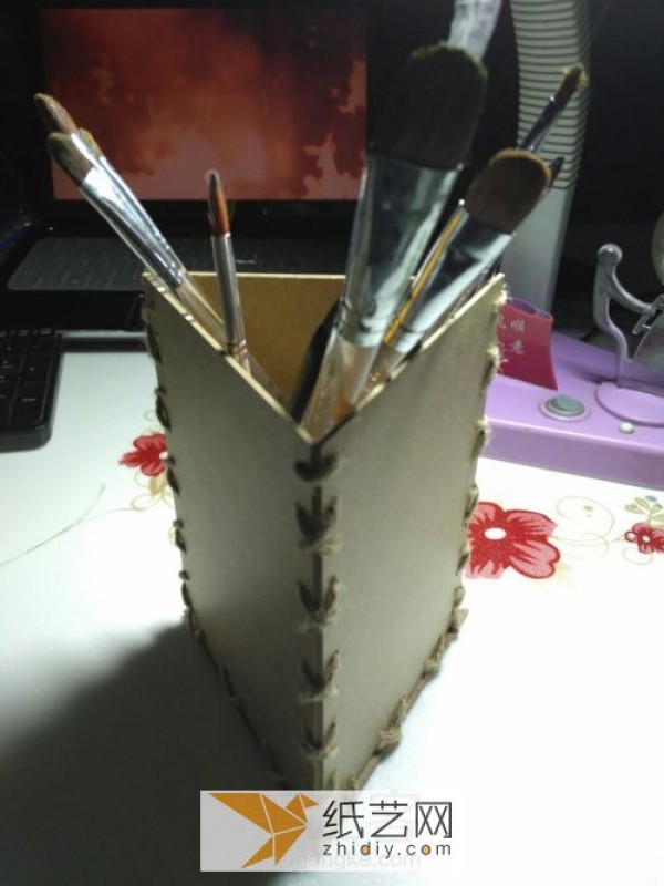 Cardboard turned into treasure and made into a pen holder as a Children’s Day gift