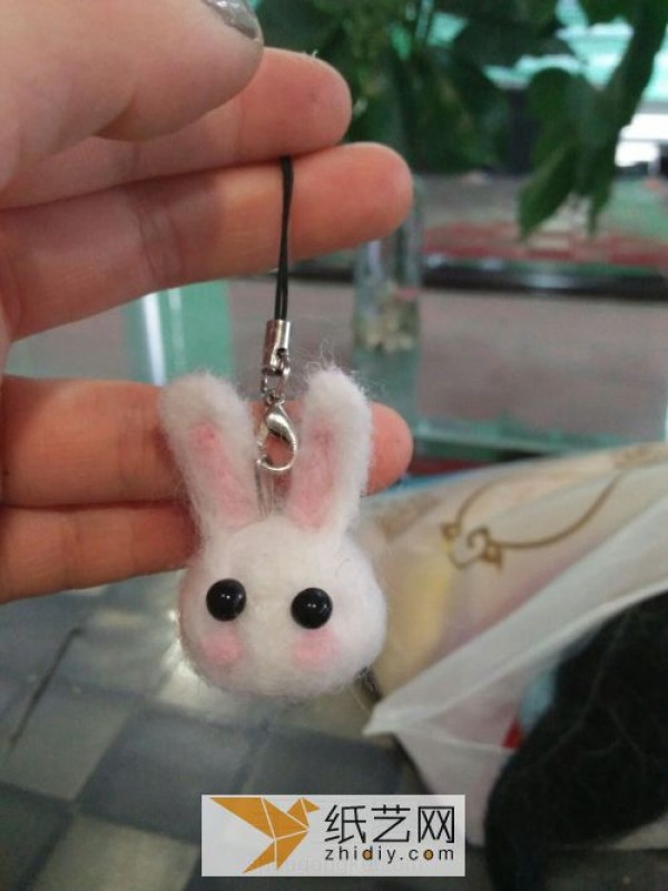 Girly Heart Wool Felt Rabbit Mobile Phone Chain Teachers Day Gift