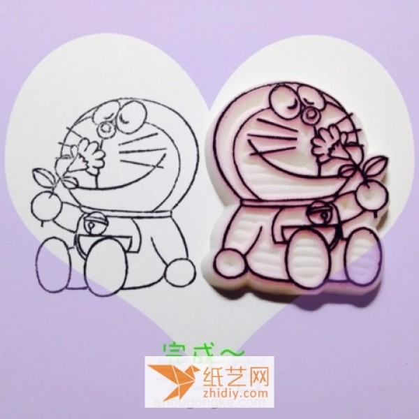 A step-by-step tutorial on how to make a Doraemon rubber stamp