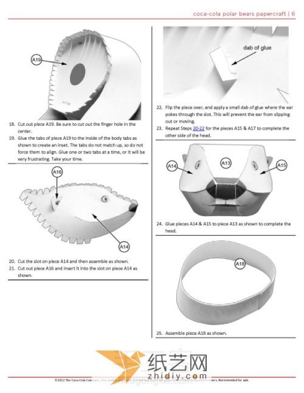 Making paper model of Coca-Cola polar bear mascot