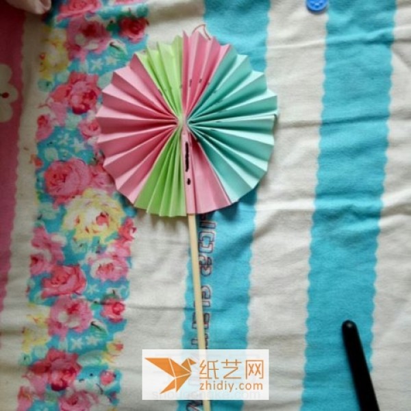 Childrens handmade colorful origami fan making tutorial