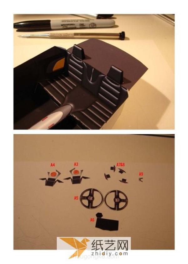 The making process of the cool Bumblebee sports car paper model