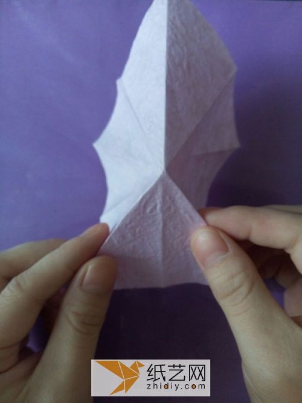 Origami azalea made from hand-kneaded paper