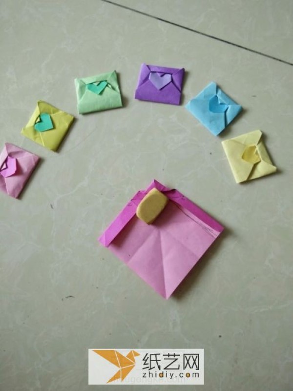 Origami heart envelope for Valentines Day cards