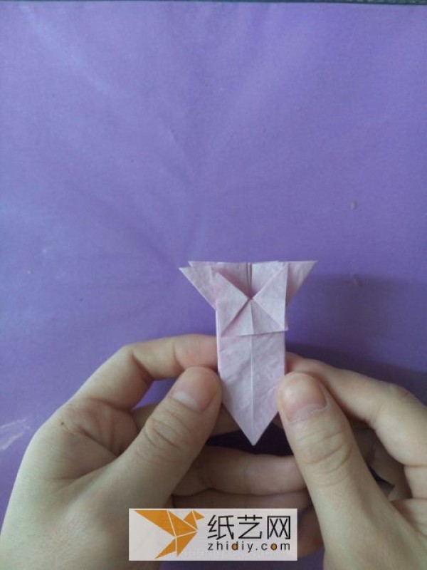 Origami azalea made from hand-kneaded paper