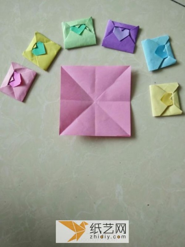 Origami heart envelope for Valentines Day cards