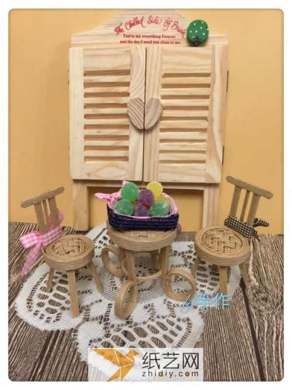 Small chair woven from paper rattan, Children’s Day gift for playing house