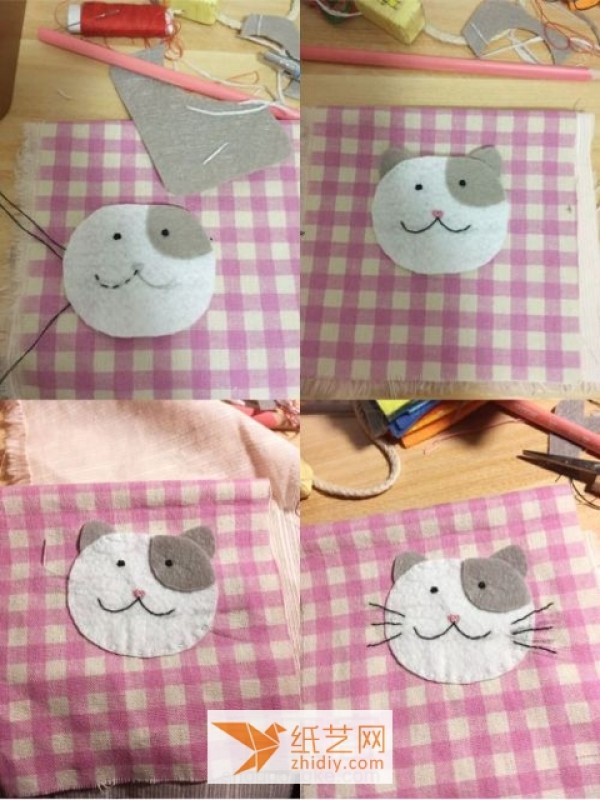 Tutorial on how to make a cute cat fabric key bag