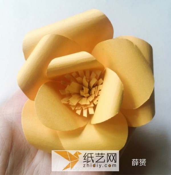 Paper art flower origami camellia for Teachers Day classroom decoration