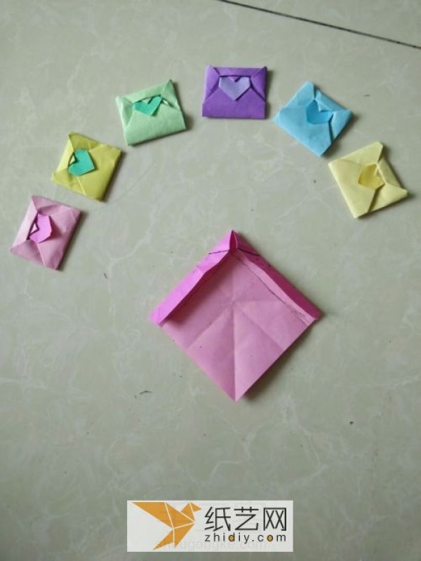 Origami heart envelope for Valentines Day cards