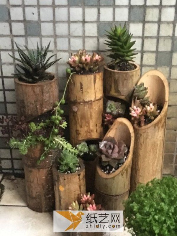 Turning Bamboo Waste into Treasure DIY Retro Succulent Flower Pot Making Tutorial