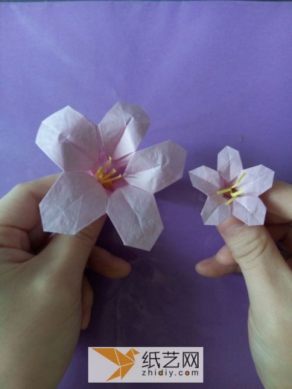 Origami azalea made from hand-kneaded paper