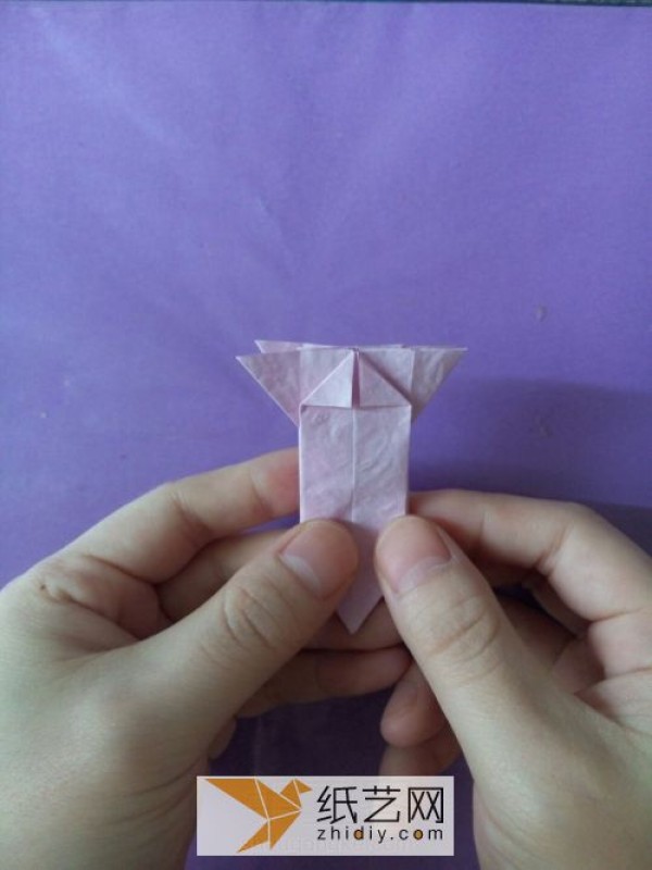 Origami azalea made from hand-kneaded paper