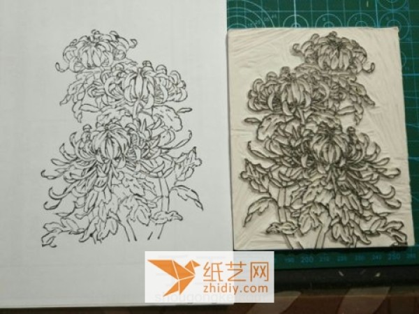 Super complex chrysanthemum pattern rubber stamp making tutorial