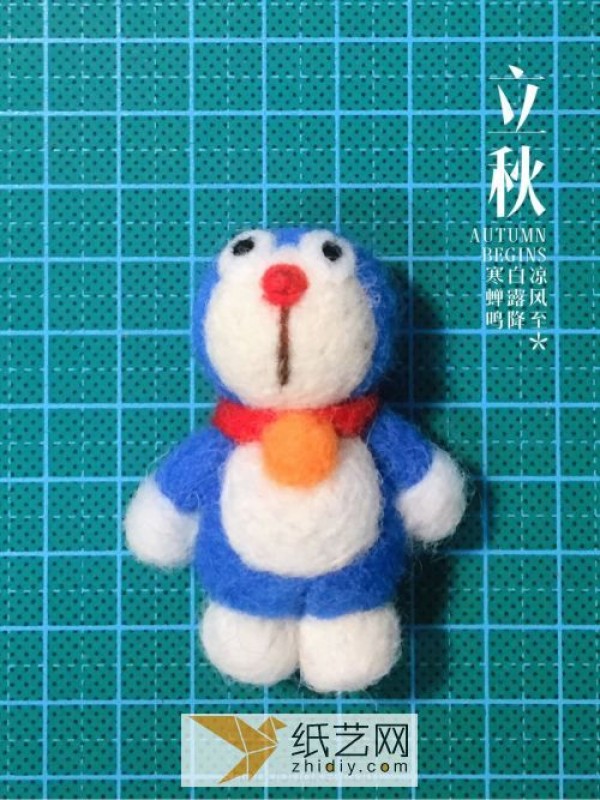 Detailed tutorial illustration of making a Doraemon doll made of wool felt as a Mid-Autumn Festival gift