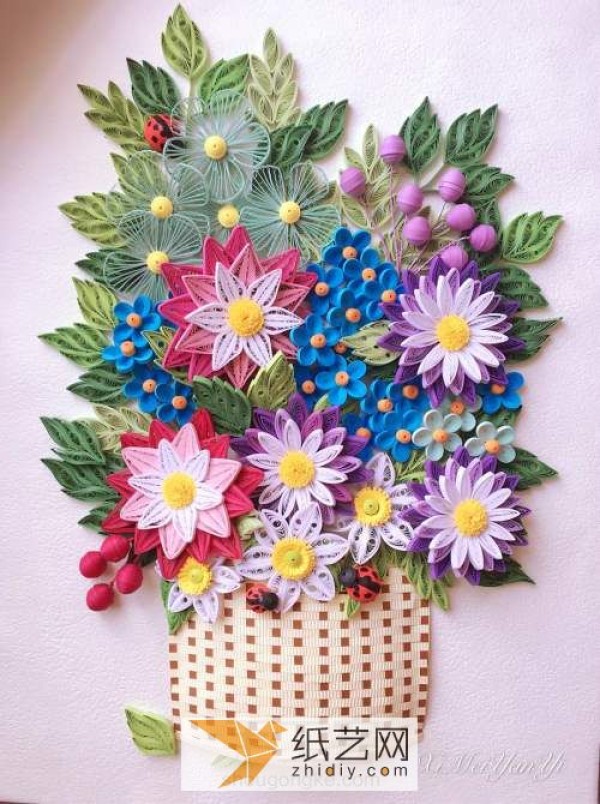 Teach you step by step how to make a very beautiful quilled paper decorative painting. Tutorial on quilled paper flowers and quilled paper flower baskets.