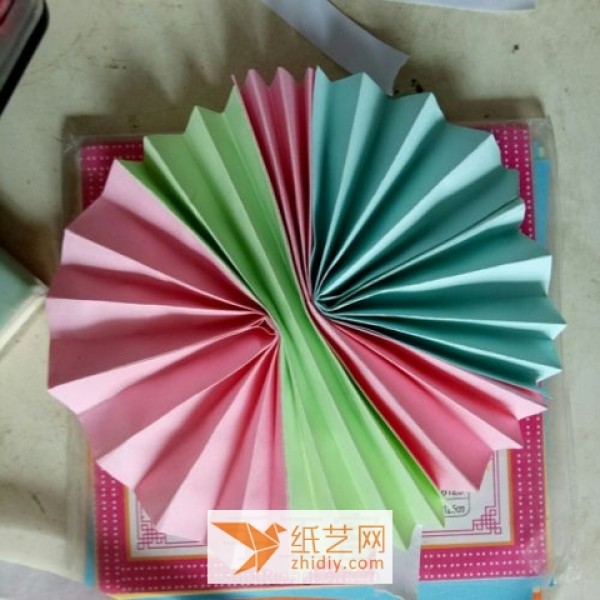 Childrens handmade colorful origami fan making tutorial