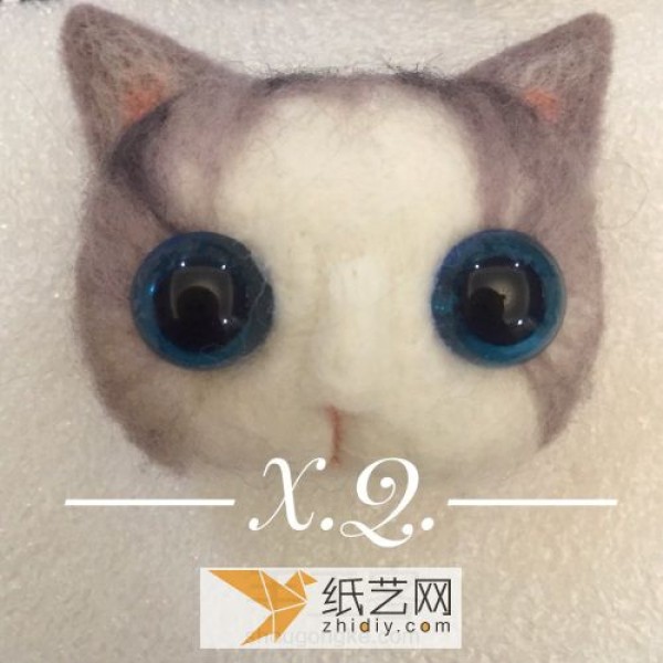 How to make big-eyed cat wool felt Christmas gifts from cat slaves