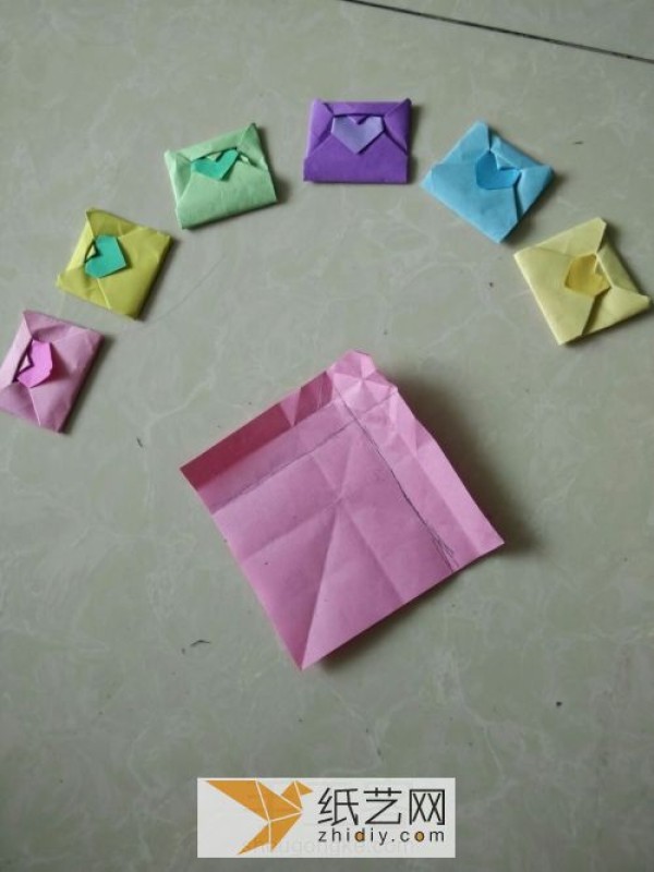 Origami heart envelope for Valentines Day cards