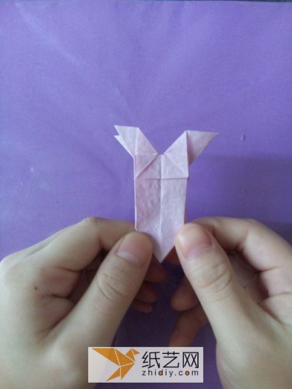 Origami azalea made from hand-kneaded paper