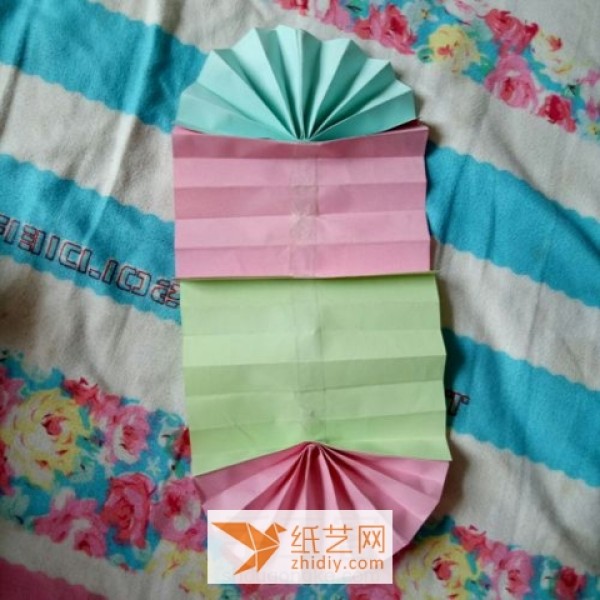 Childrens handmade colorful origami fan making tutorial