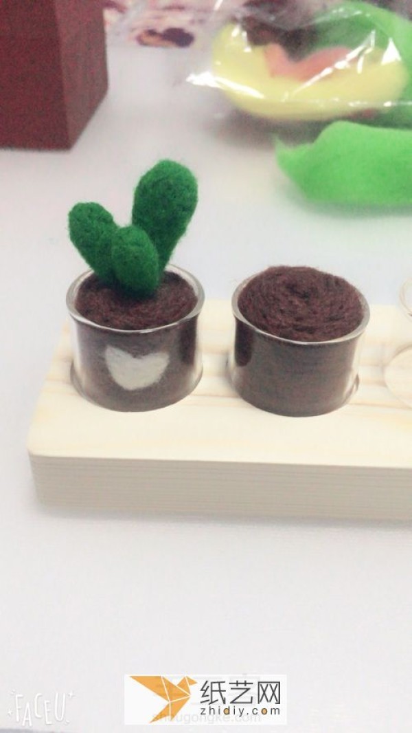 Small succulent potted plant made of wool felt Mothers Day gift