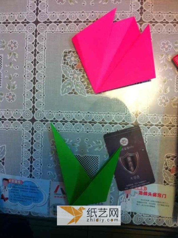 Very simple origami tulips for Teacher’s Day wall poster decoration