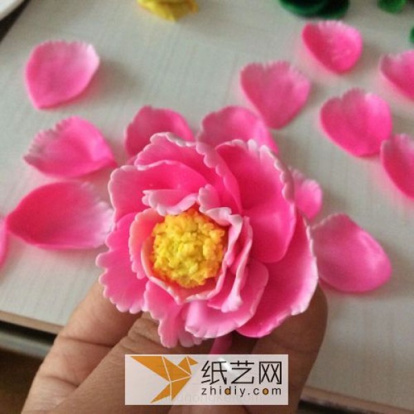 National flower peony ultra-light clay decorative plate 520 Valentines Day gift