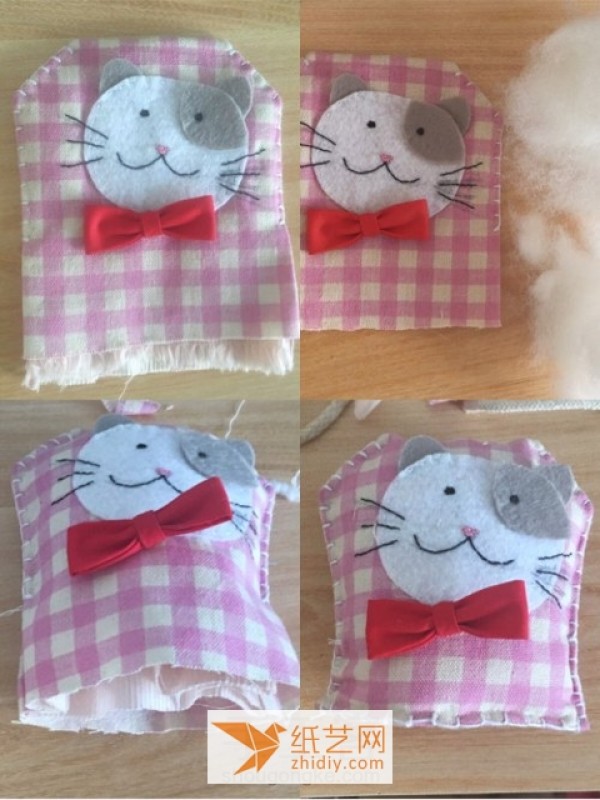 Tutorial on how to make a cute cat fabric key bag