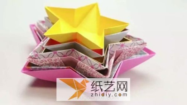 Illustrated tutorial for origami five-pointed star box DIY method of handmade storage box