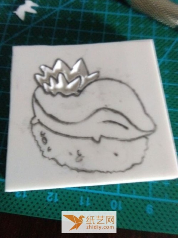 Tutorial on making cute sushi pattern rubber stamps