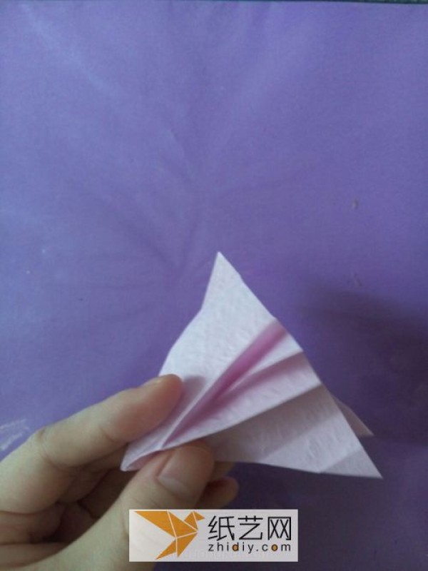 Origami azalea made from hand-kneaded paper