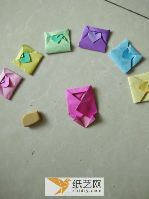 Origami heart envelope for Valentines Day cards