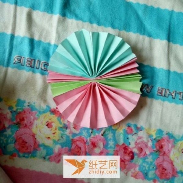 Childrens handmade colorful origami fan making tutorial