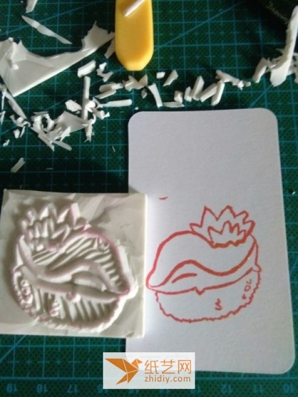 Tutorial on how to make cute sushi pattern rubber stamps