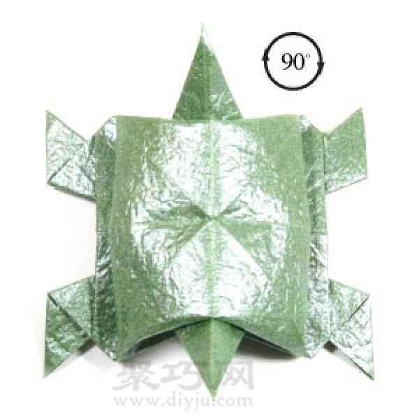 Illustration of simple folding methods of origami turtle